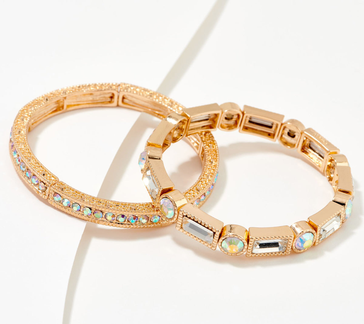Kirks Folly Aurora Borealis Essentials Stretch Bracelets, Goldtone