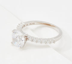 Diamonique Sterling Silver 100-Facet Round CZ Bridal Ring, Size 9