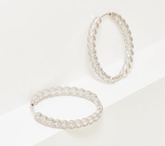 Diamonique Oval-Shaped High-Polished Hoop Earring, Sterling Silver