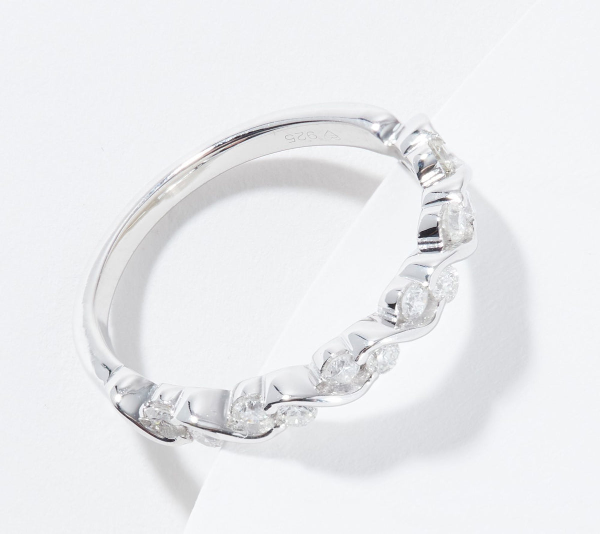 Affinity Sterling Silver Round Diamonds Band Ring Size 9