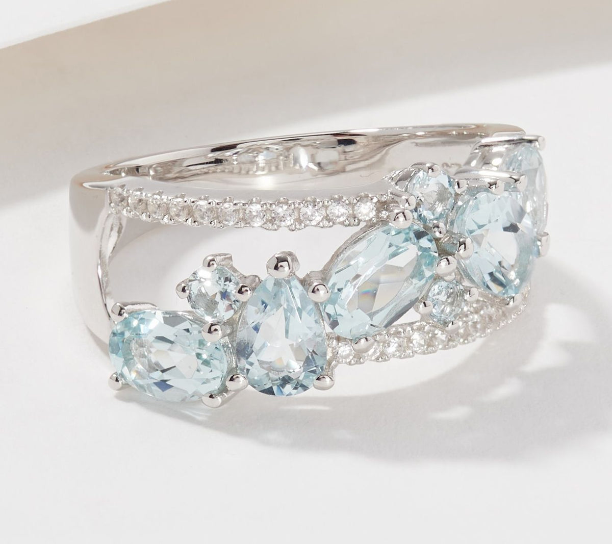 Affinity Gems Gemstone and White Zircon Ring, Sterling, Size 7