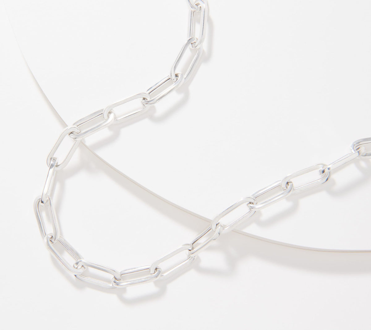 UltraFine Silver Polished Paperclip Chain Necklace 20"