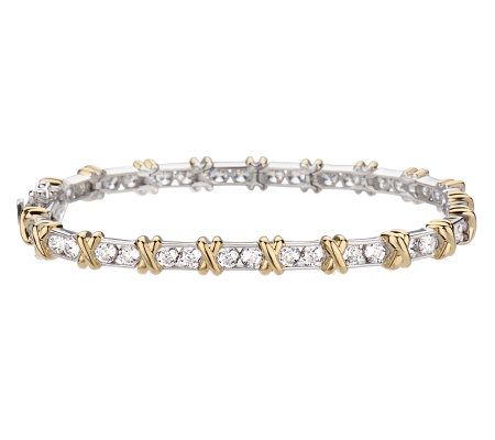 Diamonique Sterling Silver & 18K Gold-Clad 100 Facet Tennis Bracelet, 8"