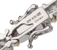 Diamonique Sterling Silver & 18K Gold-Clad 100 Facet Tennis Bracelet, 8"