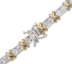 Diamonique Sterling Silver & 18K Gold-Clad 100 Facet Tennis Bracelet, 8"
