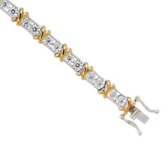 Diamonique Sterling Silver & 18K Gold-Clad 100 Facet Tennis Bracelet, 8"
