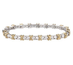 Diamonique Sterling Silver & 18K Gold-Clad 100 Facet Tennis Bracelet, 8"