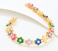 Diamonique Floral Bouquet Tennis Bracelet Sterling Silver