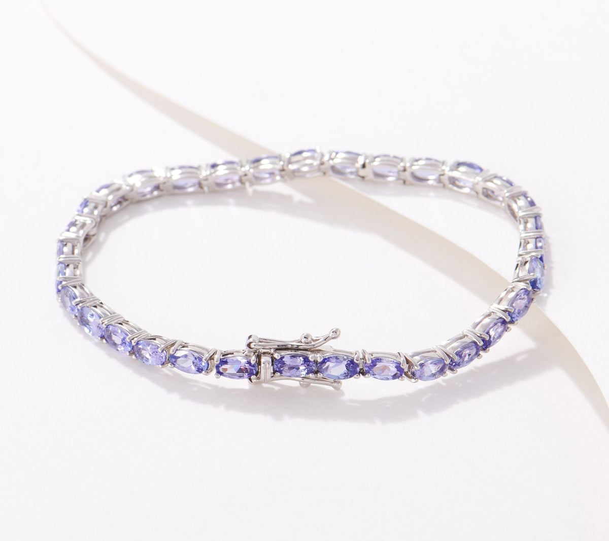 Generation Gems Sterling Silver Oval-Cut Tanzanite Tennis Bracelet, 7-1/4"