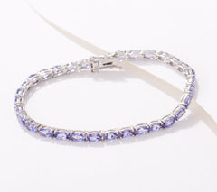 Generation Gems Sterling Silver Oval-Cut Tanzanite Tennis Bracelet, 7-1/4"