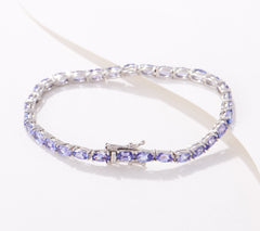 Generation Gems Sterling Silver Oval-Cut Tanzanite Tennis Bracelet, 7-1/4"