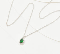 Generation Gems  Sterling Silver Exotic Chrome Diopside Oval Pendant, 18"