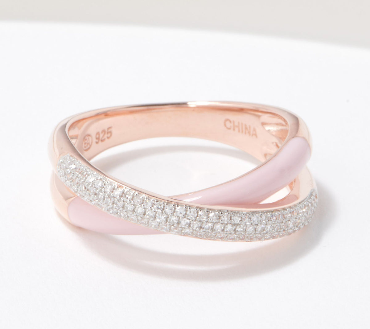 Affinity Diamonds Sterling Silver Pink / Rose  Enamel Bypass Ring, Size 8