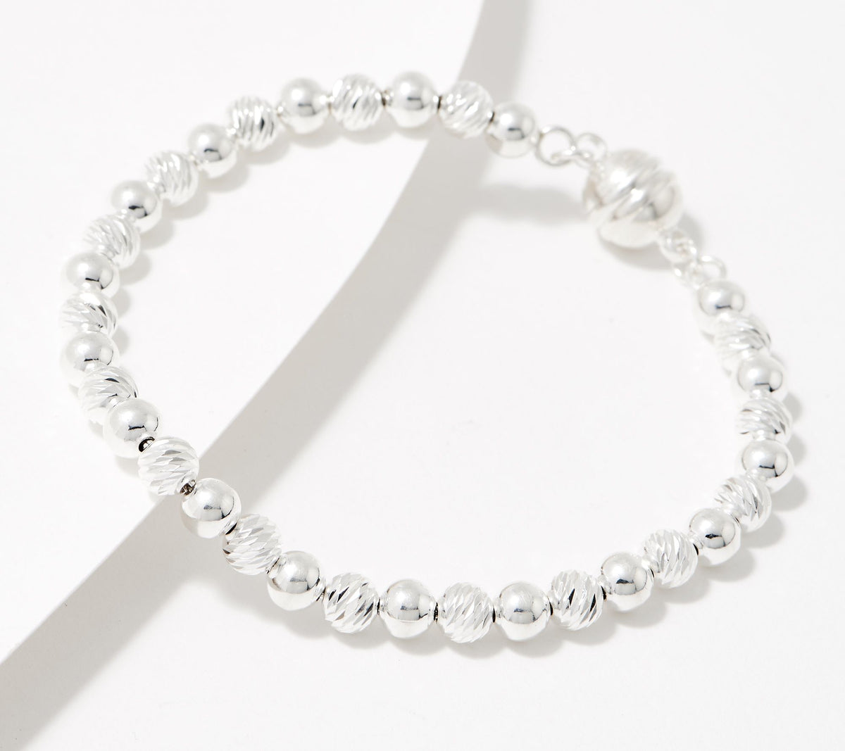 UltraFine 950 Fine Silver Magnetic Beaded Bracelet 8"