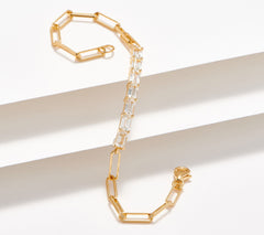 Affinity Gems Sterling Silver White Topaz Gemstone Paper Clip Link Bracelet Avg