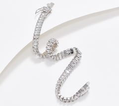 Diamonique Radiant-Cut Liquid Tennis Bracelet Sterling Silver, 6-3/4"