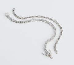 Diamonique Tennis & Curb Link Bracelet Set, Sterling Silver, 7-1/4"