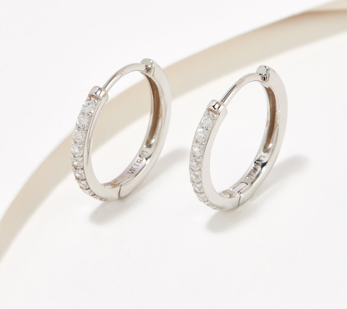 Diamonique x Courtney Khondabi 16mm Huggie Hoops, Platinum-plated Sterling Silver