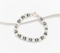 JAI Sterling Silver Kalahari and Hammered Bead Bracelet, 8-1/4"