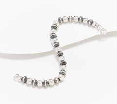 JAI Sterling Silver Kalahari and Hammered Bead Bracelet, 8-1/4"