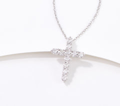 Affinity Diamonds 0.25ct Cross Pendant Necklace Sterling Silver 18" Motif