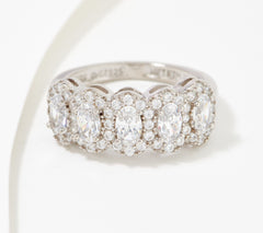 Diamonique Platinum-Clad sterling silver Oval-Cut Halo Band Ring, Size 7