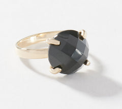 EternaGold 14K Gold Faceted Round Black Spinel Ring Size 8 QVC $300