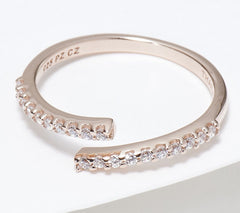 Diamonique x Courtney Khondabi Sterling Silver Roseclad Bypass Ring, Size 7