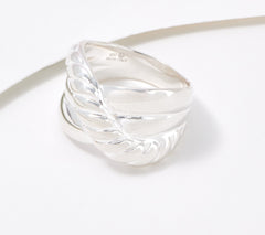 UltraFine 950 Fine Silver Torchon Bold 3-Row Band Ring Size 6