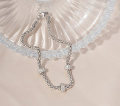 Diamonique Pave Roundel Station Bracelet, Sterling Silver, 8"