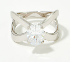 Diamonique x Kathy Levine Sterling Silver Round-Cut Icon Ring. Size 9
