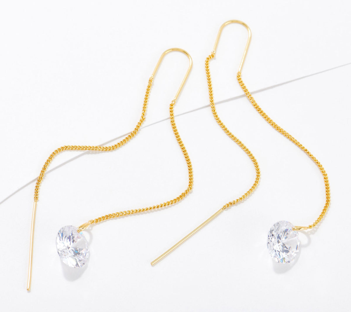 Diamonique x Zaxie Threader Earrings Goldtone-plated brass