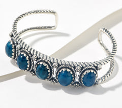 American West Sterling Silver Five-Stone Blue Apatite Cuff Bracelet, 7-1/4"
