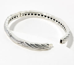 JAI Sterling Silver Carved Feather Heaven Bangle, 6-3/4"