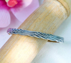 JAI Sterling Silver Carved Feather Heaven Bangle, 6-3/4"