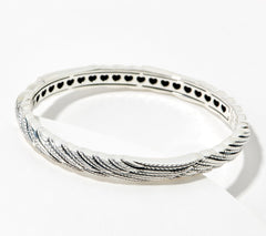 JAI Sterling Silver Carved Feather Heaven Bangle, 6-3/4"