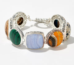 Artisan Crafted Fancy Cushion Cabochon Gemstone Bracelet, 7.25"