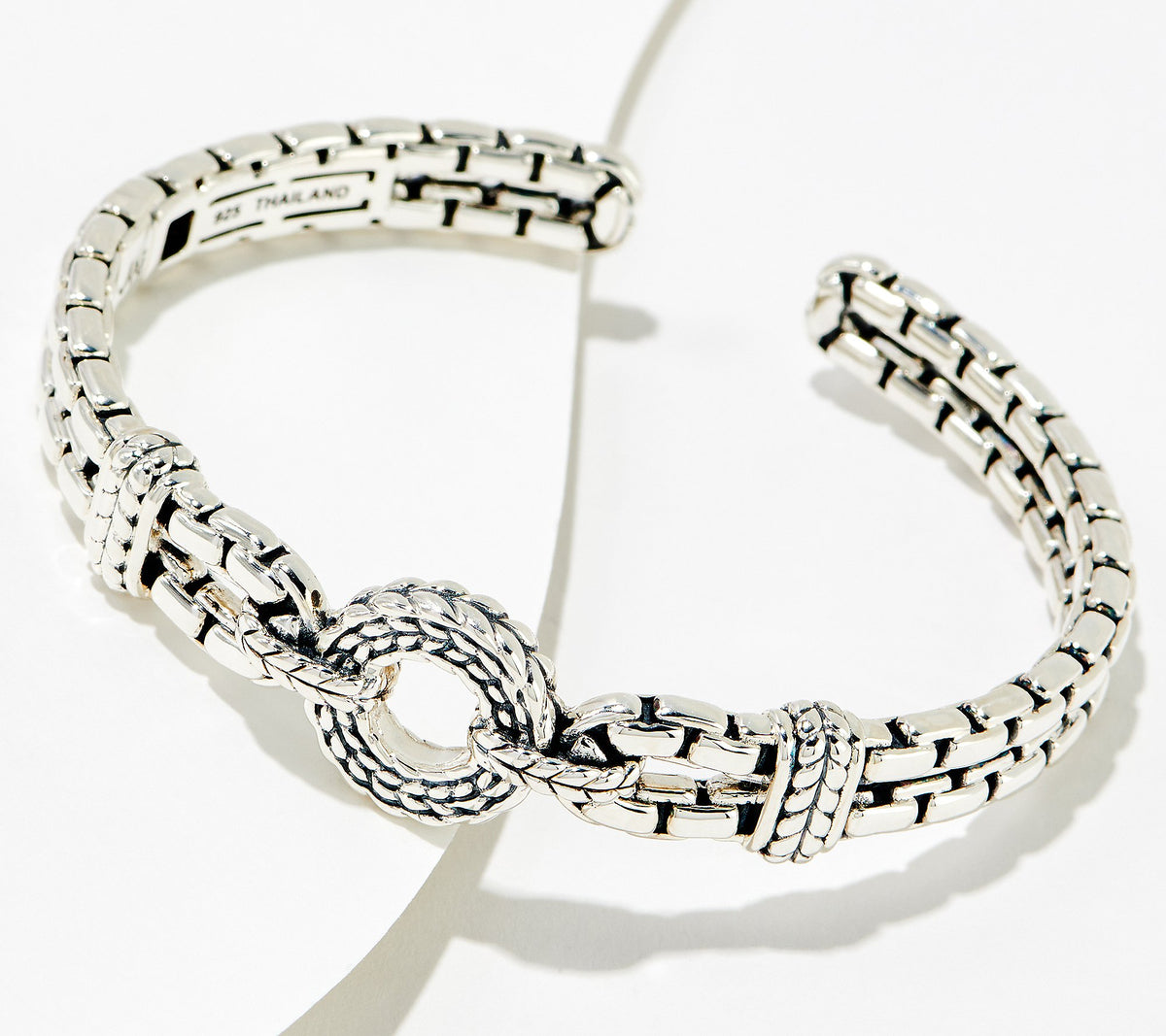 JAI Sterling Silver Basketweave Circle Cuff,   7-1/4" Fit;