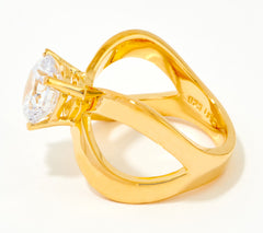 Diamonique x Kathy Levine Sterling Silver Goldclad Heart Icon Ring, Size 5