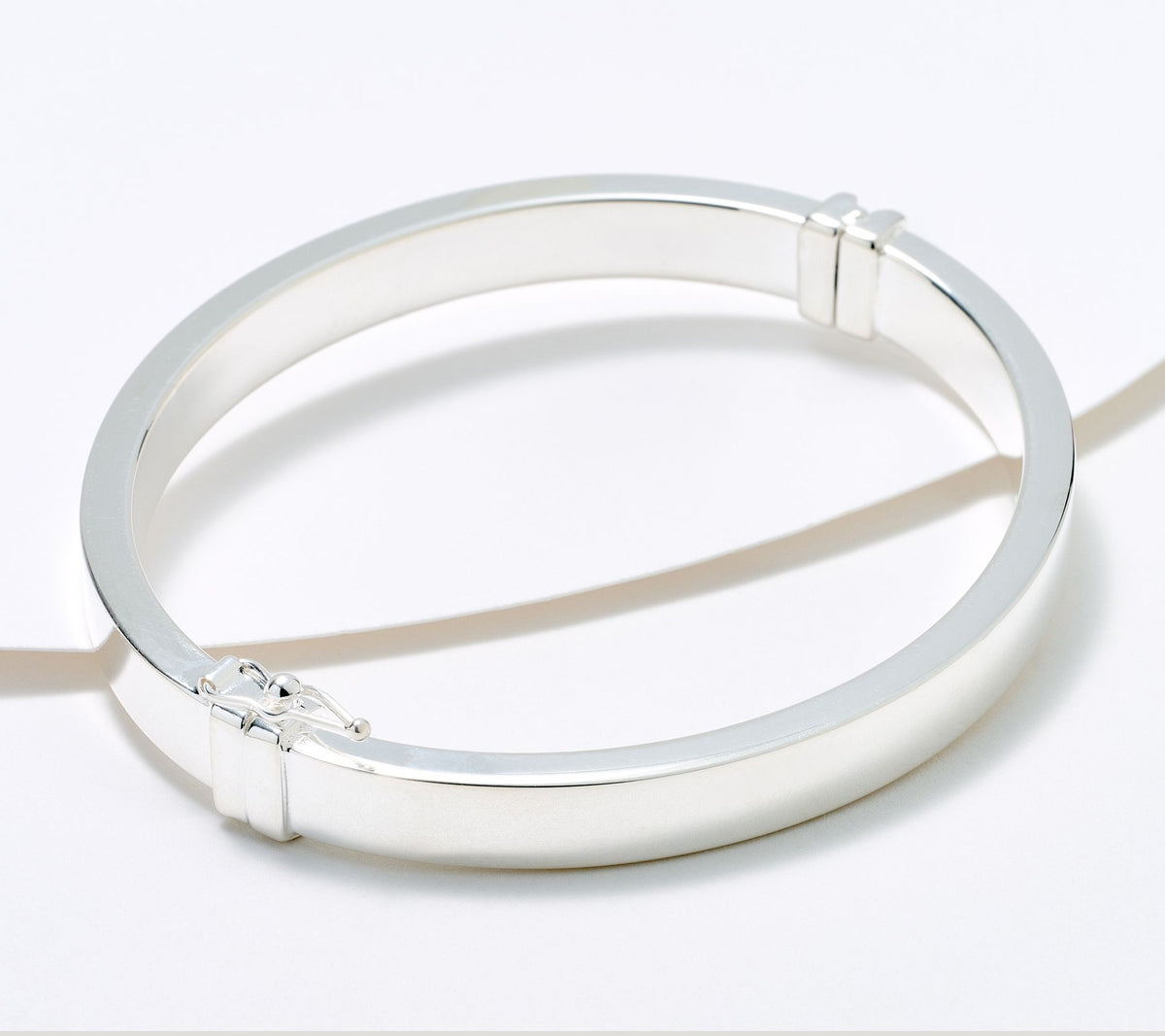 UltraFine 950 Fine Silver Polished Rectangle Tube Bangle 6-3/4"