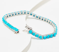 Affinity Gems Turquoise Cushion Cut Tennis Bracelet, 7-1/4"
