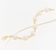 Honora Sterling Silver Goldclad White Cultured Pearl Forzatina Station Bracelet, Average