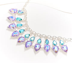 Kirks Folly Silvertone Fantastic Fascination Crystal Bib Necklace 18"