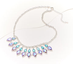 Kirks Folly Silvertone Fantastic Fascination Crystal Bib Necklace 18"