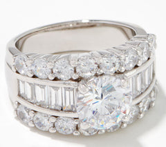 Diamonique Sterling Silver Round & Baguette Bridal Ring, Size 6