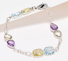Artisan Crafted Sterling Silver Multi Gemstone Bracelet, Small (6-3/4")