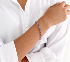 Affinity Gems Sterling Silver Trillion Cut Tanzanite Line Bracelet,  7-1/4"