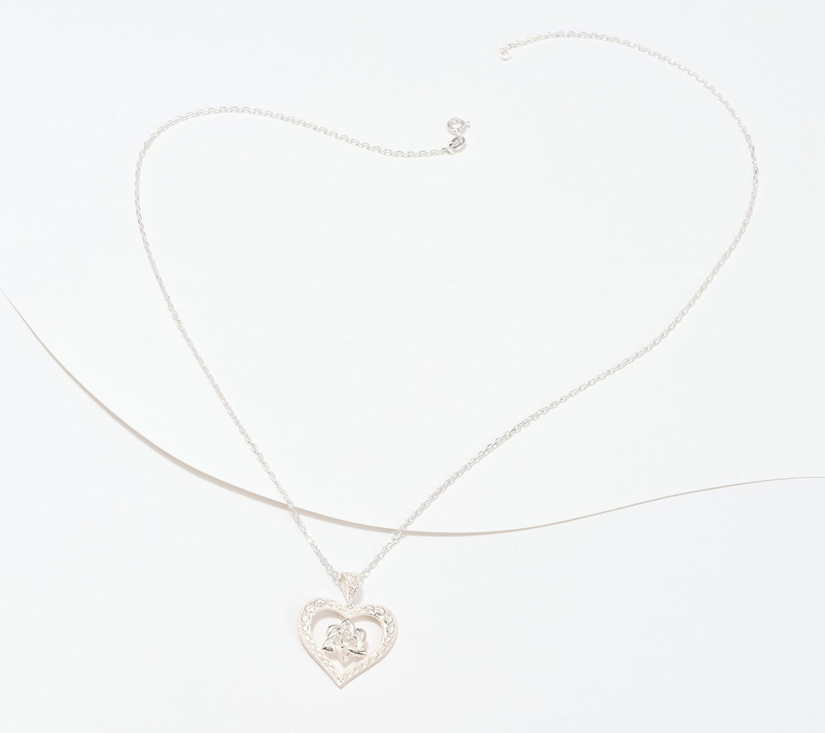 JMH Jewellery Sterling Silver Celtic Heart Pendant & Chain, 20"
