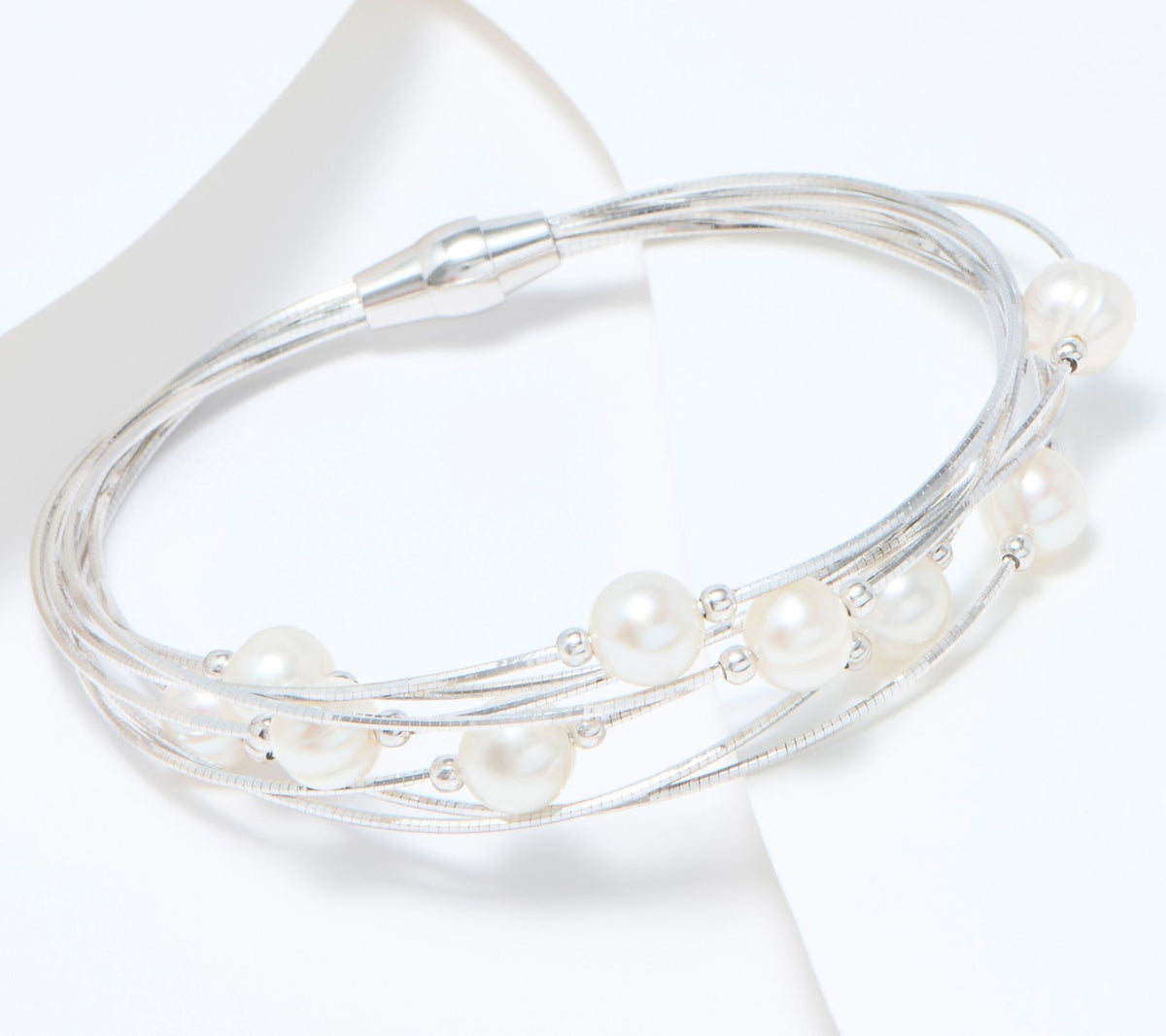 Honora Multi-Strand Cultured Pearl Sterling Silver Bracelet w/ Magnetic Clasp, 6-3/4"