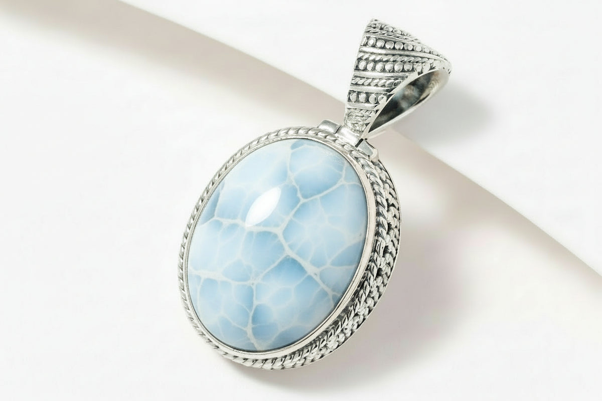 Artisan Crafted by Robert Manse Blue Opal Oval Pendant, Sterling Silver